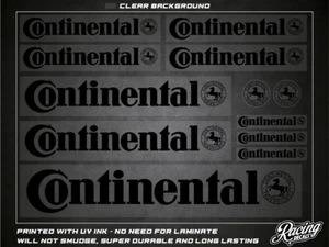 Pegatinas Continental - 12 pegatinas impresas UV de alta calidad negras sobre transparentes - Imagen 1 de 1