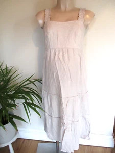 SERAPHINE MATERNITY STONE STRIPE TIERED LINEN BLEND SUMMER DRESS SIZE 8 - Picture 1 of 3