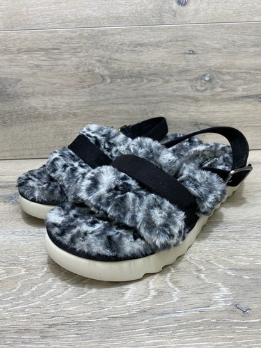 Sandali scorrevoli regolabili Koolaburra di UGG ghepardo nero bianco taglia 11