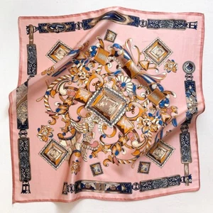 Bufanda cuadrada 100 % seda morera 20" para mujer pañuelo rosa estampado diamante - Imagen 1 de 3
