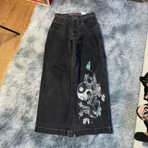 NEW Unisex Jnco Hip-Hop Baggy Casual Skateboard Denim Retro Wide Leg Pants UK@!! - Picture 1 of 47