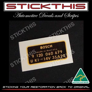 Bosch Alternator Decal Sticker 9120060679 - Holden LJ GTS XU-1 XU1 Torana - Picture 1 of 2