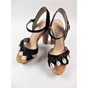 Jessica Simpson Women's BlACK Ivriele Shell Cork Platform Sandals Size 7 - Picture 1 of 6
