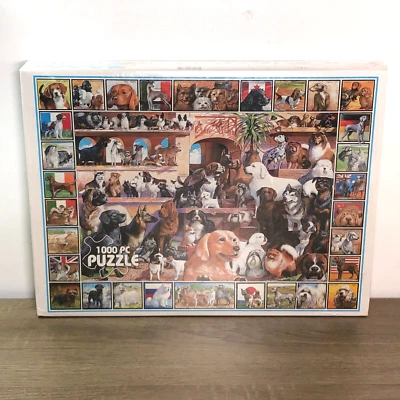 Quebra-cabeças The World Of Dogs White Mountain vintage 1998 EUA 1000 peças seladas 24 x 30 - Imagem 1 de 4