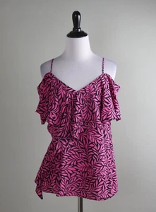 DIANE VON FURSTENBERG DVF $228 Cold Shoulder Silk Blouse Top Size Petite - Picture 1 of 6