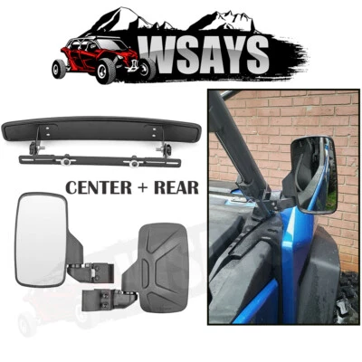 For Can-Am Defender HD5 HD8 HD10 & Max UTV Rear-View Center Side Mirrors Set 16+ - Image 1 of 4