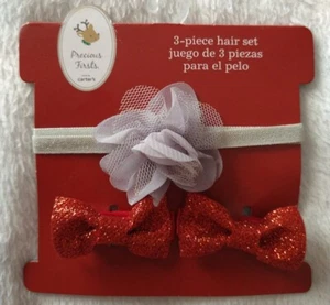 Carter's Precious Firsts Hair Set Headband Flower & 2 Clip Bows New SHIPS FAST - Picture 1 of 3