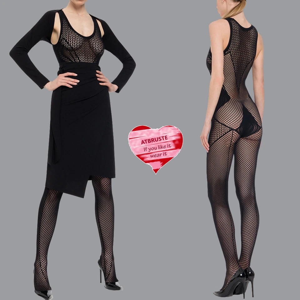 Wolford Romance Net Catsuit • S • black ... Romantischer offener Strick