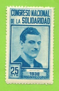 ESPAÑA 1938 GUERRA CIVIL VIÑETA CONGRESO NACIONAL DE LA SOLIDARIDAD VARIEDAD - Imagen 1 de 3