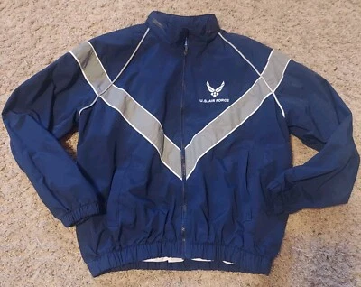Chaqueta corta corta corta corta cortavientos para hombre de la Fuerza Aérea de los Estados Unidos vintage años 90 oficial azul medio Foto 1 de 4