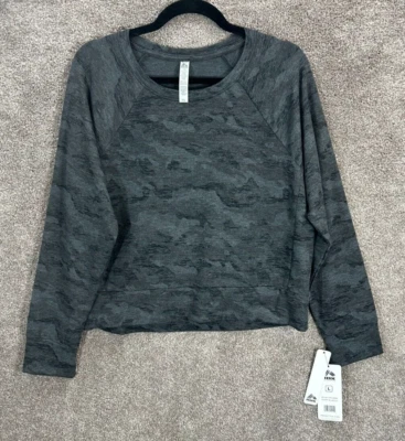 RBX Active Sweatshirt Womens Large Gray Camo Prime Cropped Long Sleeve NWT - Image 1 of 4