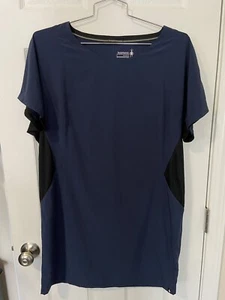 Smartwool | Woman’s SZ Large| Sport shirt Blue Black Short Sleeve Wool Blend - Picture 1 of 4