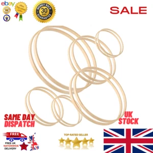 Celyoce 12 Pieces 6 Sizes Wooden Bamboo Floral Hoop Set Dream Catcher Wedding UK - Picture 1 of 6