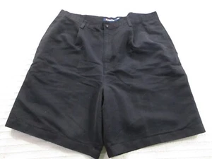 Chaps Mens Shorts 38W Black Golf Pleated Front Solid Rayon Poly Pockets Stretch - Picture 1 of 10