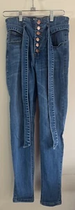 Black Label Jeans Womens Small Blue Skinny Denim Belt Teen Youth - Picture 1 of 16