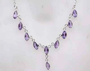 6.1 GM 925 Plata de Ley Amatista Natural Corte Piedra Regalos Collar 19.2" M2031 - Imagen 1 de 2