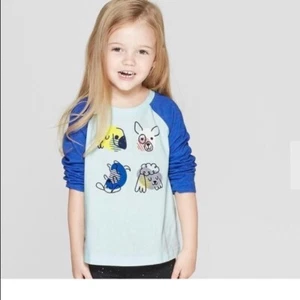 NWT Girls Size 18M Cat & Jack Long Sleeve T-Shirt Crew Neck Aqua Tee Unisex - Picture 1 of 7