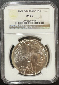 2001 D MS 69 $1 Buffalo Silver Dollar Coin (NGC Certified) - Picture 1 of 4