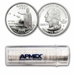 2008-S Hawaii State Quarter Gem Proof 40-Coin Roll (Silver) - Picture 1 of 3