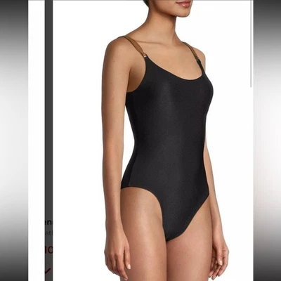 Lenny Niemeyer Cuero Negro Una Pieza Natación Mediano Foto 1 de 4