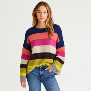 Tabitha Webb Jumper AUS M/12 US8 Blue Multi Stripe Lambs Wool Knit Sweater - Picture 1 of 9