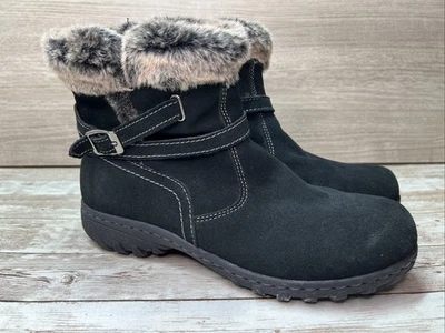 Khombu Boots Size 10M Women's Suede Winter Snow Faux Fur Ankle Black JP-4072 - Image 1 of 4