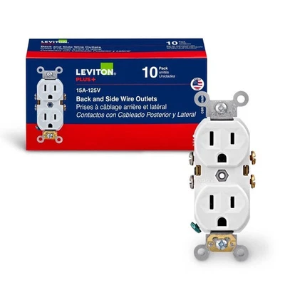10 PK LEVITON PLUS+ CBR15-WMP Terminal de cable trasero y lateral blanco 15A/125V envío gratuito Foto 1 de 4