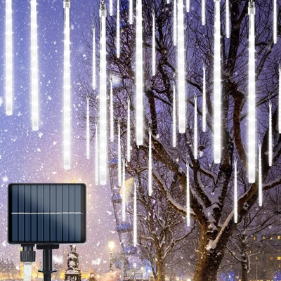 Flacchi Solar Meteor Shower Icicle Lights - 20 Tubes 480 LED Cascading Raindrop - Image 1 of 4