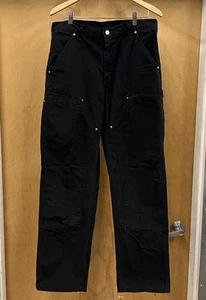 Carhartt VTG Double Knee Carpenter Pants Y2K B136 BLK Black 32x34 Canvas Work - Picture 1 of 8