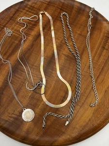 Sterling Silber Ketten wie besehen und ein .999 Feinsilber Anhänger Seil Panzer S Glied 61g - Bild 1 von 11