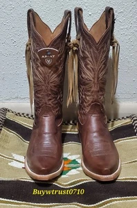 New Ariat Martina Women's Ole Tan Snip Toe Western Leather Boot Size 7.5 - Picture 1 of 14