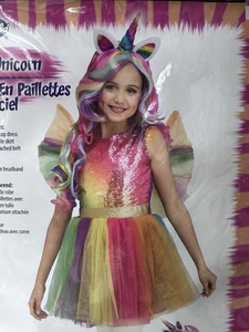 Fun World Rainbow Sequin Unicorn Halloween Costume Size Large 12-14 - Picture 1 of 9