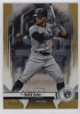 2020 Bowman Sterling Rookies Gold Refractor /50 Isan Diaz #BSR-67 Rookie RC - Image 1 of 2