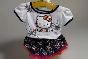 Build a Bear Hello Kitty Halloween Spiderweb Outfit Top Skirt White Orange Black - Picture 1 of 7