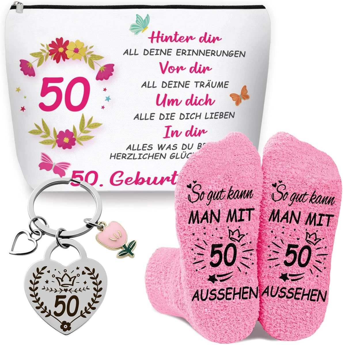 Personalisiertes Geschenk Zum 50. Geburtstag Für Damen – Kosmetiktasche Mit 1975 Aufdruck
