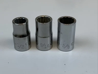 Craftsman 3pc 1/2 Drive 12pt SAE Sockets, 1/2in., 9/16in., 5/8in., "G", USA - Image 1 of 4