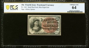 PCGS ChUNC 64. FR# 1261 Fractional Currency 10c, 1869 United States Fourth Issue - Picture 1 of 6