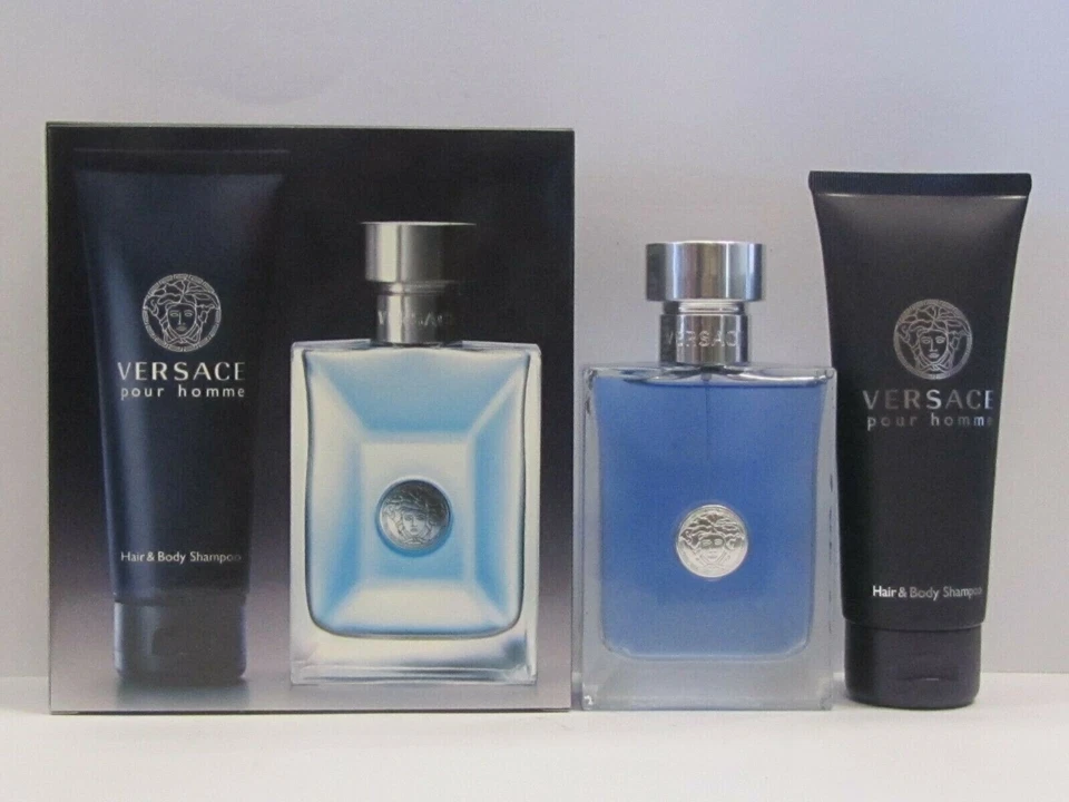 Versace Pour Homme Signature Men Set 3.4 OZ eau de parfum spray + 3.4 champú para cabello y cuerpo Foto 1 de 1