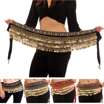 Minifalda de terciopelo para danza del vientre cintura tribal monedas cinturón falda festival falda elegante Foto 1 de 3