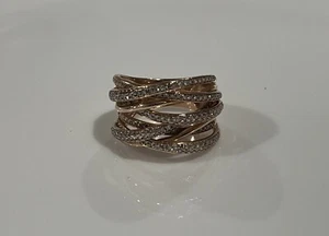 Effy Espresso 14K Rose Gold Multi Layered Ring With White and Cognac Diamonds - Picture 1 of 7