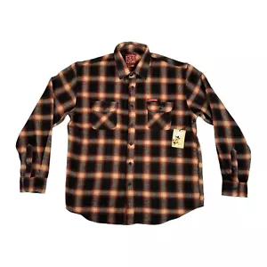 Sailor Jerry Wheeler Button Up Flannel Shirt Jac Jacket Black Orange Crm 2XL NOS - Picture 1 of 12
