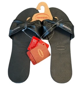 Havaianas You St. Tropez Classic Sandals Flip Flops Black Women's 7/8 W NEW - Picture 1 of 3