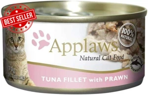 100% Natural Wet Cat Food Tuna Fillet with Prawns in Broth, Limited Ingredients - Picture 1 of 12