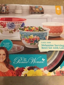 The Pioneer Woman Classic Charm Melamine Bowl Set with Lids, 6 Piece - Picture 1 of 1