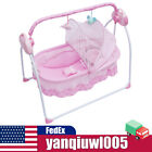 Pink Electric Baby Crib Cradle Auto-Swing Baby Newborn Bed Sleep Cradle + Mat