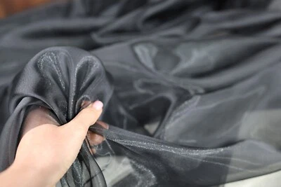 Tela de organza transparente de cristal negro por yarda 200 Foto 1 de 4