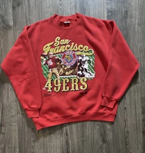 Men Sz L Vintage San Fran Francisco SF 49ers Joe Montana Salem Crewneck Sweater - Picture 1 of 3