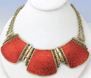 Style&Co Gold-Tone RED Glitter & Crystal Collar Statement Necklace - Picture 1 of 1