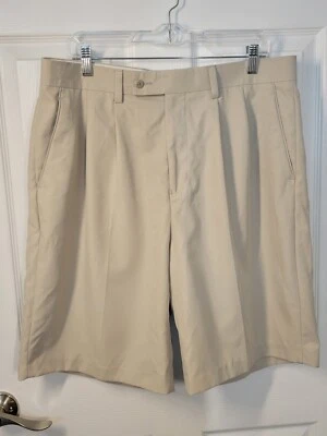 Pantalones Cortos Chinos de Golf Alan River Para Hombre Talla 36 Plisados Frontales Bermudas Caqui Beige Foto 1 de 4