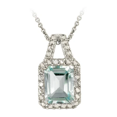 925 Silber 3.4ct Blau Topas Und Diamant Akzent Kette - Bild 1 von 3